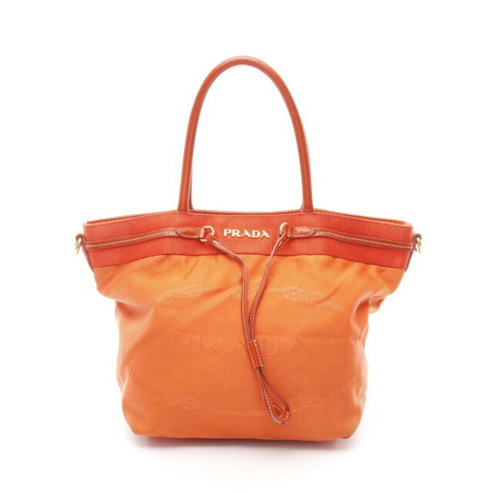 Prada NYLON JACQUARD Handbag Patent Orange